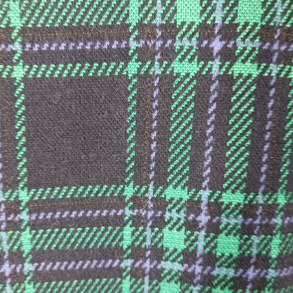 Talbots SZ XLp Green & Navy Blue Black Watch Plaid Top, Boat Neck, 3/4 Sleeves, - Picture 3 of 16